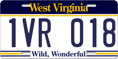 WV license plate 1VR018