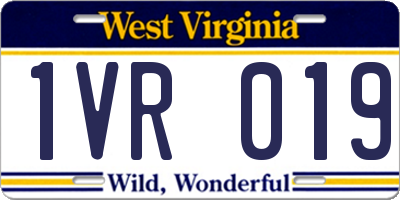 WV license plate 1VR019