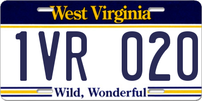 WV license plate 1VR020
