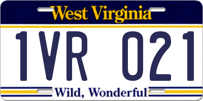 WV license plate 1VR021