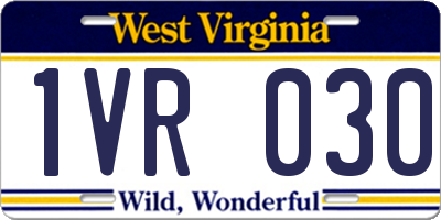 WV license plate 1VR030