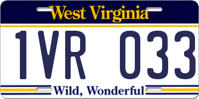 WV license plate 1VR033