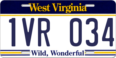 WV license plate 1VR034