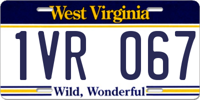 WV license plate 1VR067