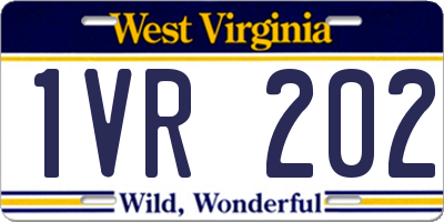WV license plate 1VR202