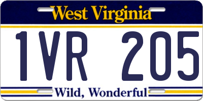WV license plate 1VR205