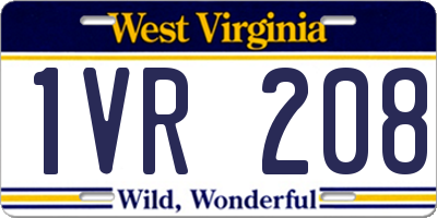 WV license plate 1VR208