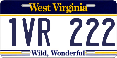 WV license plate 1VR222