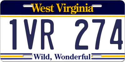 WV license plate 1VR274