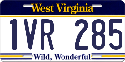 WV license plate 1VR285