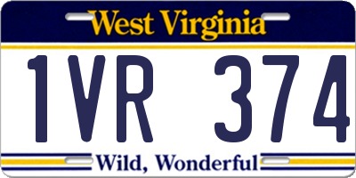 WV license plate 1VR374