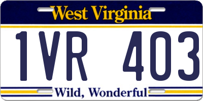 WV license plate 1VR403