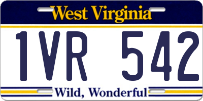 WV license plate 1VR542