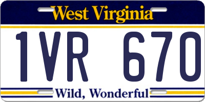 WV license plate 1VR670