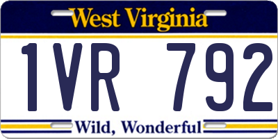WV license plate 1VR792