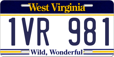 WV license plate 1VR981