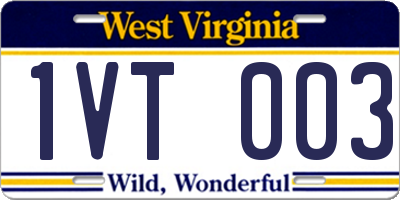 WV license plate 1VT003