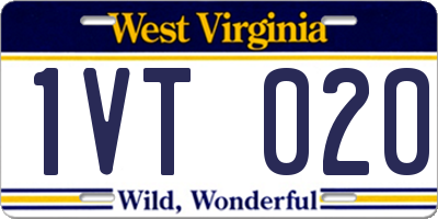 WV license plate 1VT020