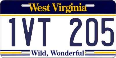 WV license plate 1VT205