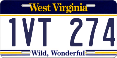 WV license plate 1VT274
