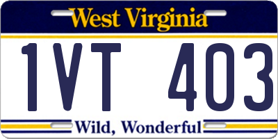 WV license plate 1VT403