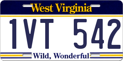 WV license plate 1VT542