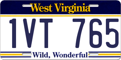 WV license plate 1VT765