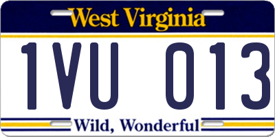 WV license plate 1VU013