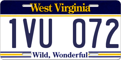 WV license plate 1VU072