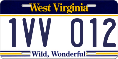 WV license plate 1VV012