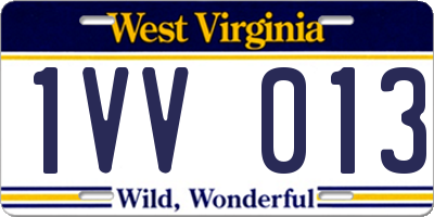 WV license plate 1VV013