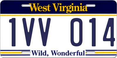 WV license plate 1VV014