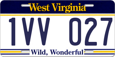 WV license plate 1VV027