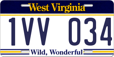 WV license plate 1VV034