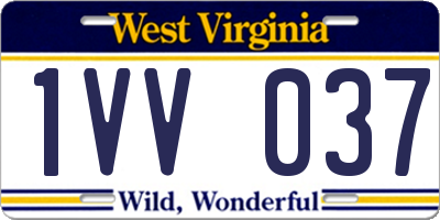 WV license plate 1VV037