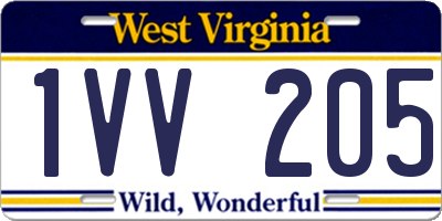 WV license plate 1VV205