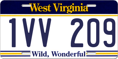 WV license plate 1VV209
