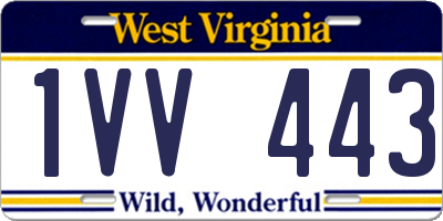 WV license plate 1VV443