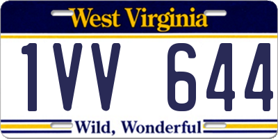 WV license plate 1VV644