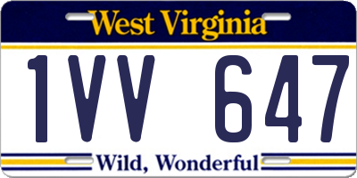 WV license plate 1VV647