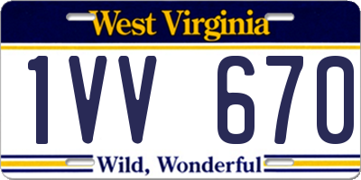 WV license plate 1VV670