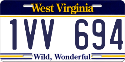 WV license plate 1VV694