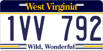 WV license plate 1VV792