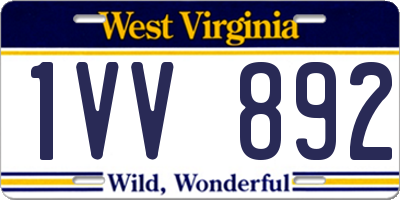 WV license plate 1VV892