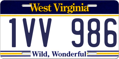 WV license plate 1VV986