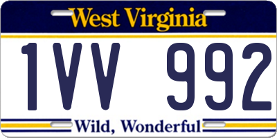 WV license plate 1VV992