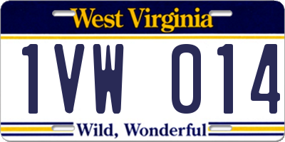 WV license plate 1VW014