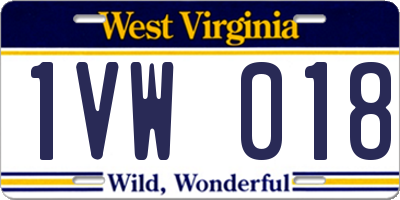 WV license plate 1VW018