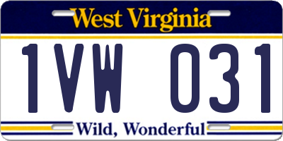 WV license plate 1VW031