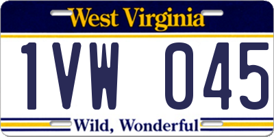WV license plate 1VW045